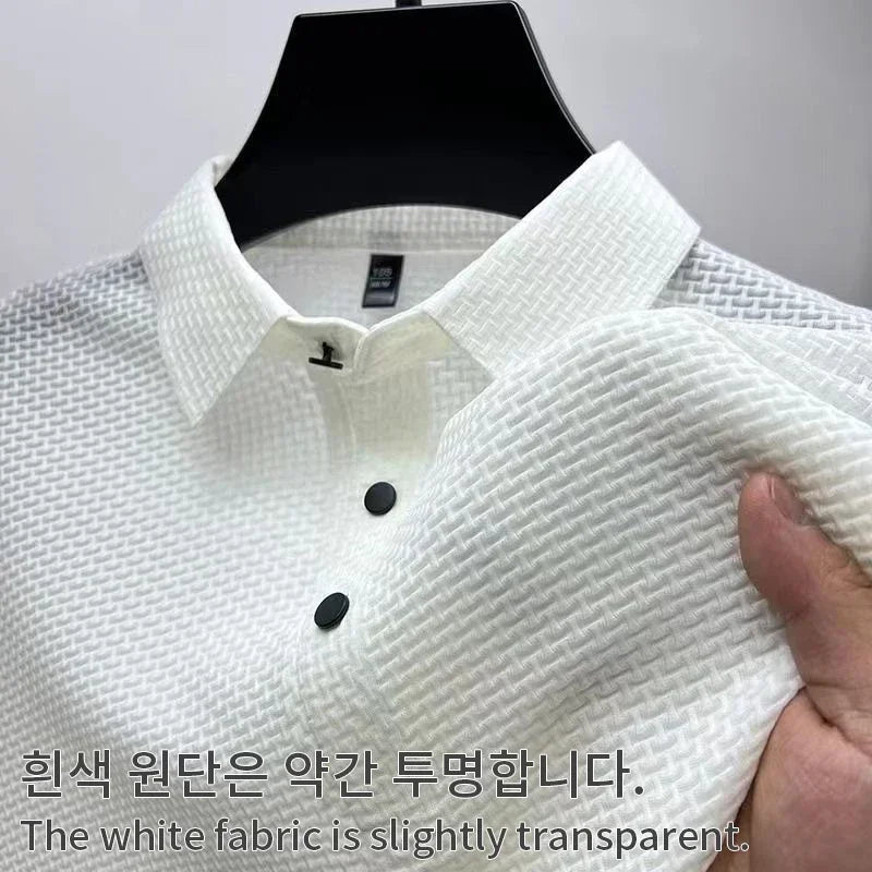 Prestigio: Wrinkle-Free Textured Slim Fit Polo Shirt